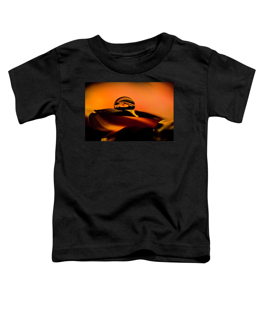 Water Drop Toddler T-Shirt featuring the photograph Water drop on Orange by Wolfgang Stocker