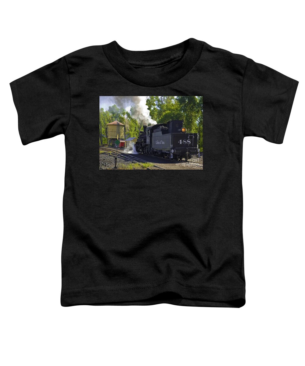 Cumbres & Toltec Toddler T-Shirt featuring the photograph A Drink for the Iron Horse by Tim Mulina