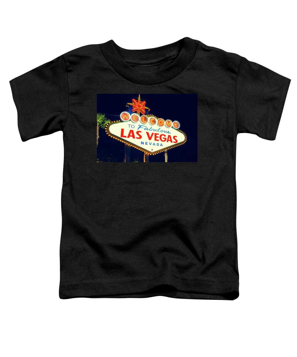Las Vegas Sign Toddler T-Shirt featuring the photograph Welcome to Las Vegas Neon Sign - Nevada USA by Gregory Ballos