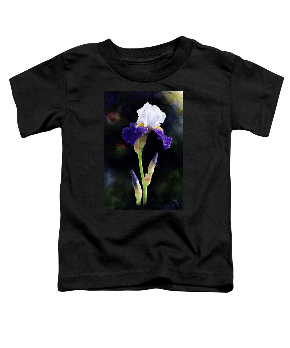 Beautiful Toddler T-Shirt featuring the digital art White and Blue iris by Debra Baldwin