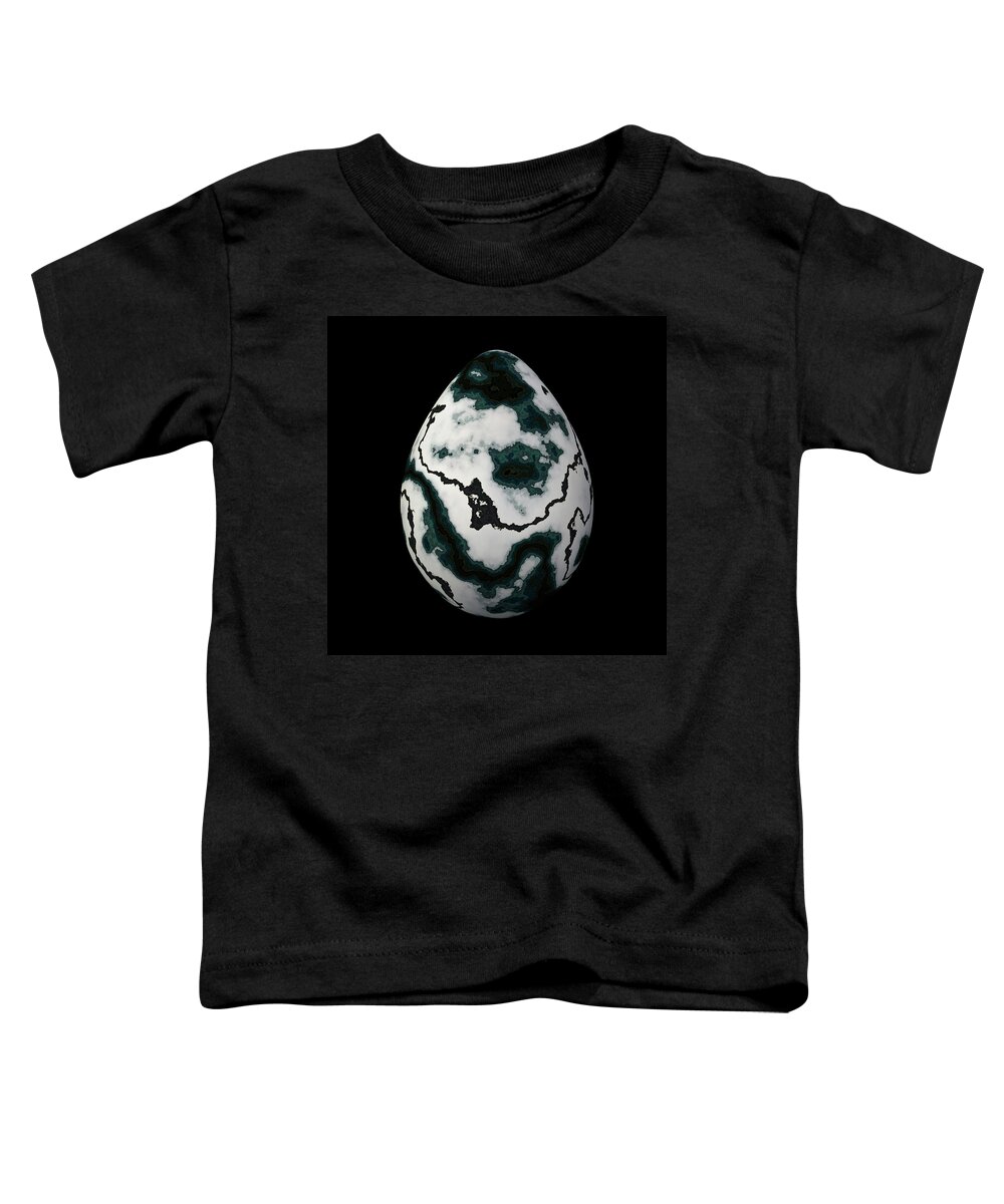 Series Toddler T-Shirt featuring the digital art White and Green Marble Egg by Hakon Soreide