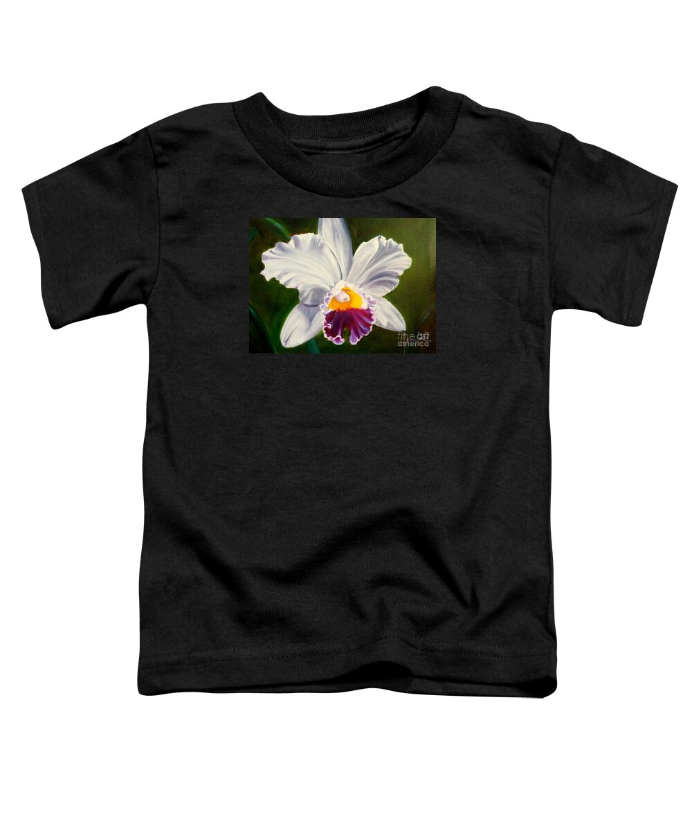 Orchid Toddler T-Shirt featuring the painting White Orchid by Jenny Lee