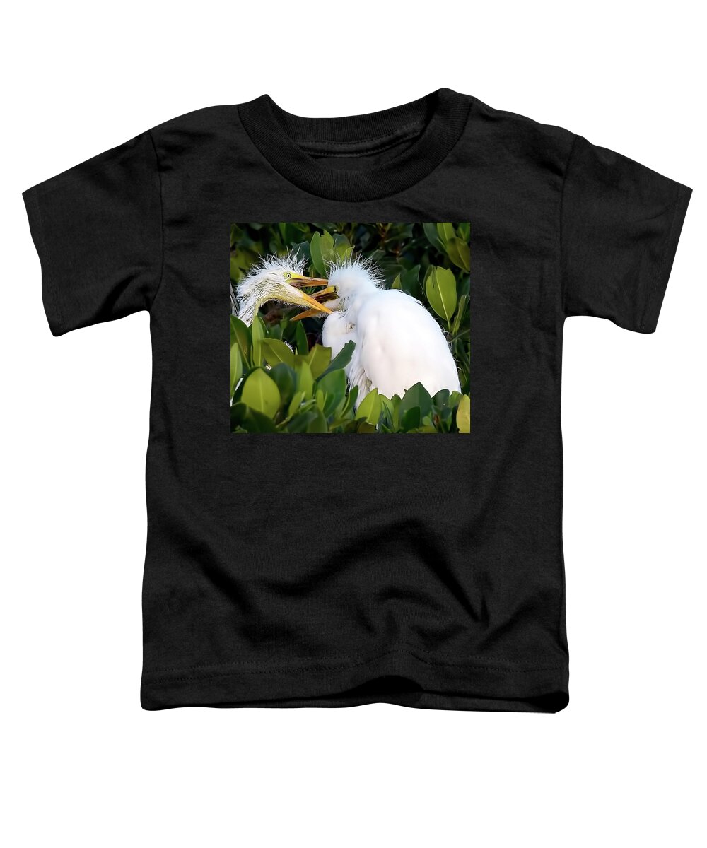 Rookery Toddler T-Shirt featuring the photograph Who Gets To Eat First? by Richard Goldman