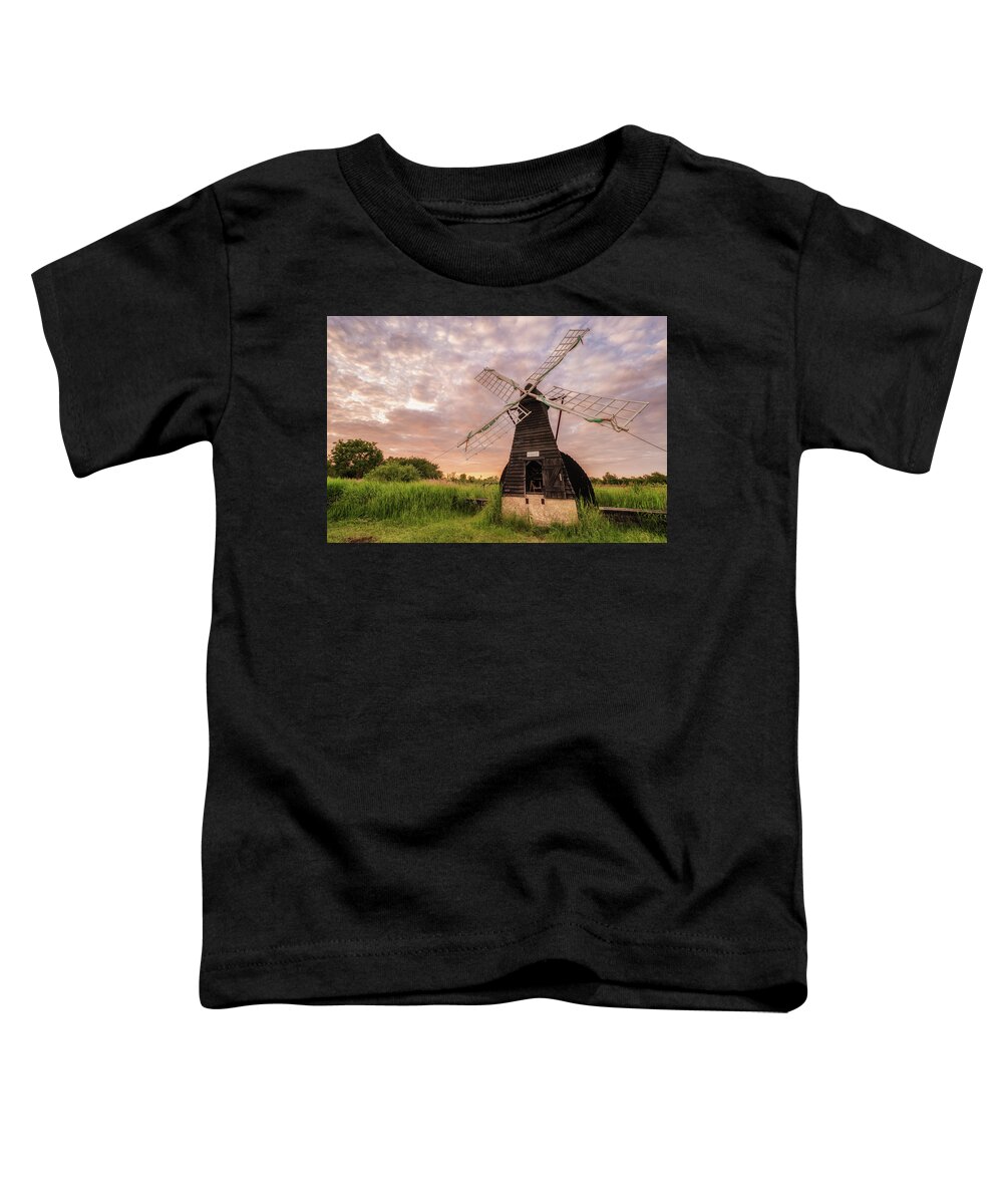 Cloud Toddler T-Shirt featuring the photograph Wicken wind-pump at sunset ii by James Billings