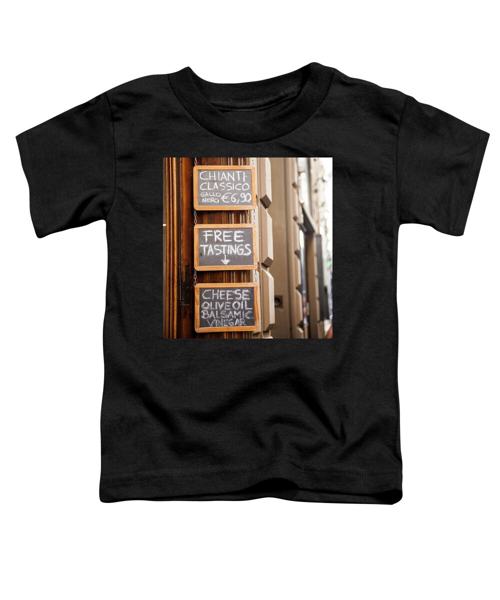 Beverage Toddler T-Shirt featuring the photograph Wine and cheese shop in Florence - Italy by Paolo Modena