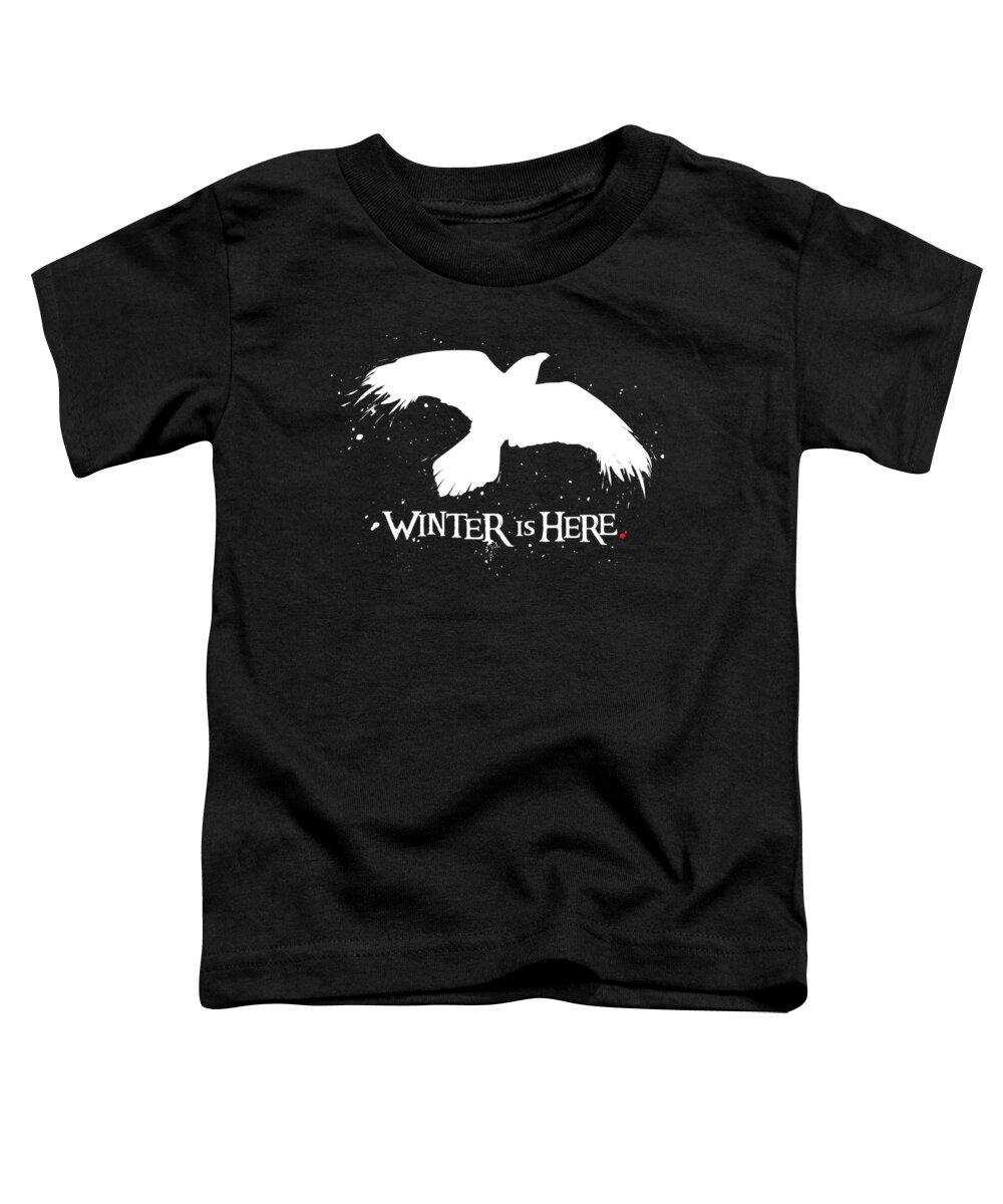 Game Of Thrones Toddler T-Shirt featuring the digital art Winter is Here - Large Raven by Edward Draganski