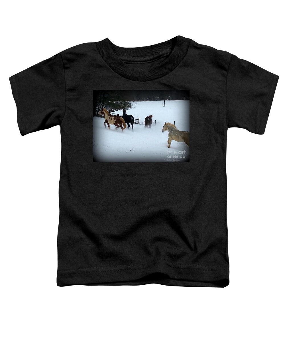 Horses Toddler T-Shirt featuring the photograph Winter Snow by Rabiah Seminole