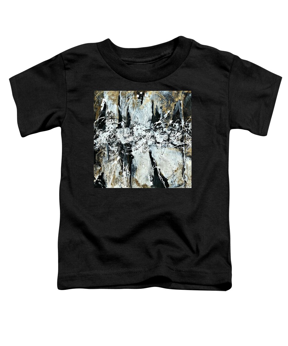 Monochromatic Toddler T-Shirt featuring the painting Winter Whispers by Mary Mirabal