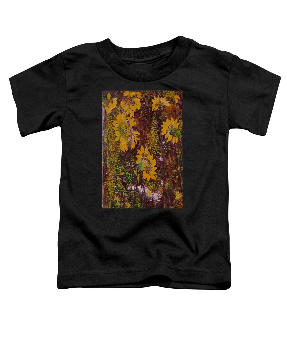 Sun Flowers Toddler T-Shirt featuring the painting Yellow Sunflowers by Sima Amid Wewetzer