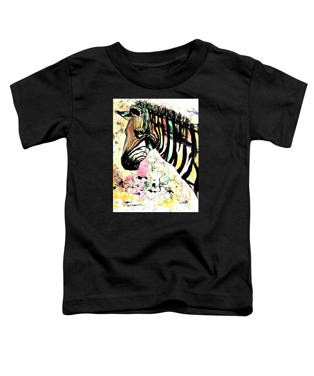 Zebra Toddler T-Shirt featuring the painting Zebra by Denise Tomasura