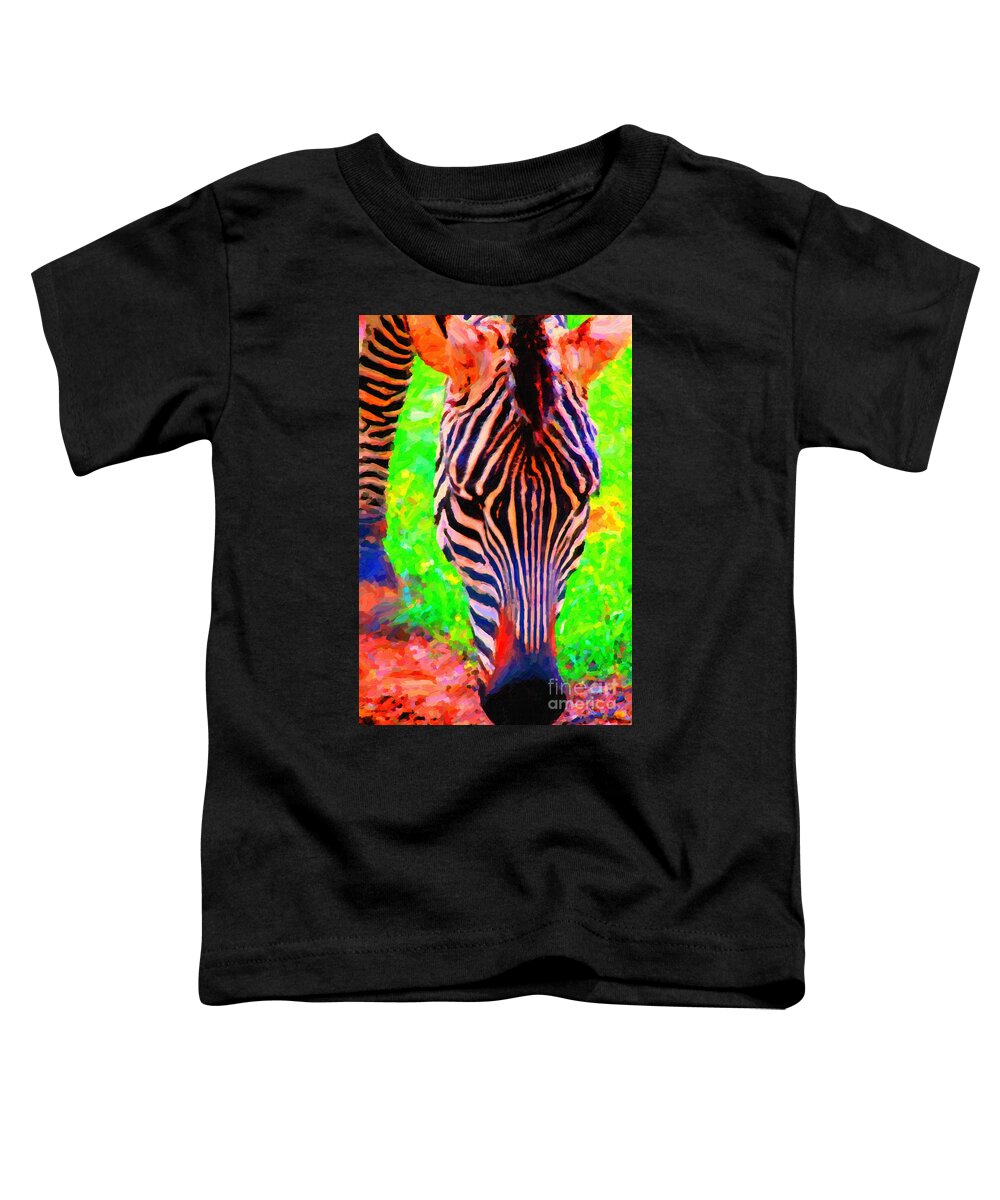 Zebra Toddler T-Shirt featuring the photograph Zebra . Photoart by Wingsdomain Art and Photography