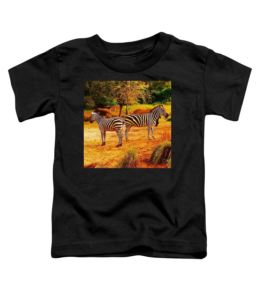 Zebra. Zebras Toddler T-Shirt featuring the photograph Best Friends by Kate Arsenault 