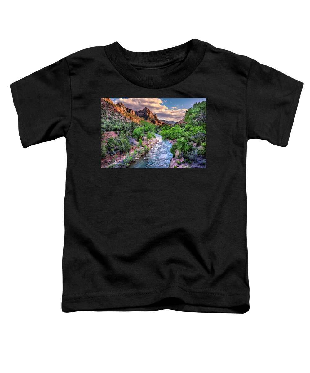 Utah Toddler T-Shirt featuring the photograph Zion Canyon at Sunset by Michael Ash