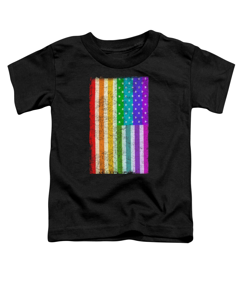 Cool Toddler T-Shirt featuring the digital art Rainbow Us Flag #1 by Flippin Sweet Gear