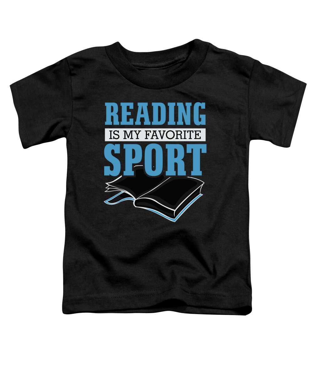 Books And Coffee Toddler T-Shirt featuring the digital art Reading Is My Favorite Sport Blue #1 by Lin Watchorn