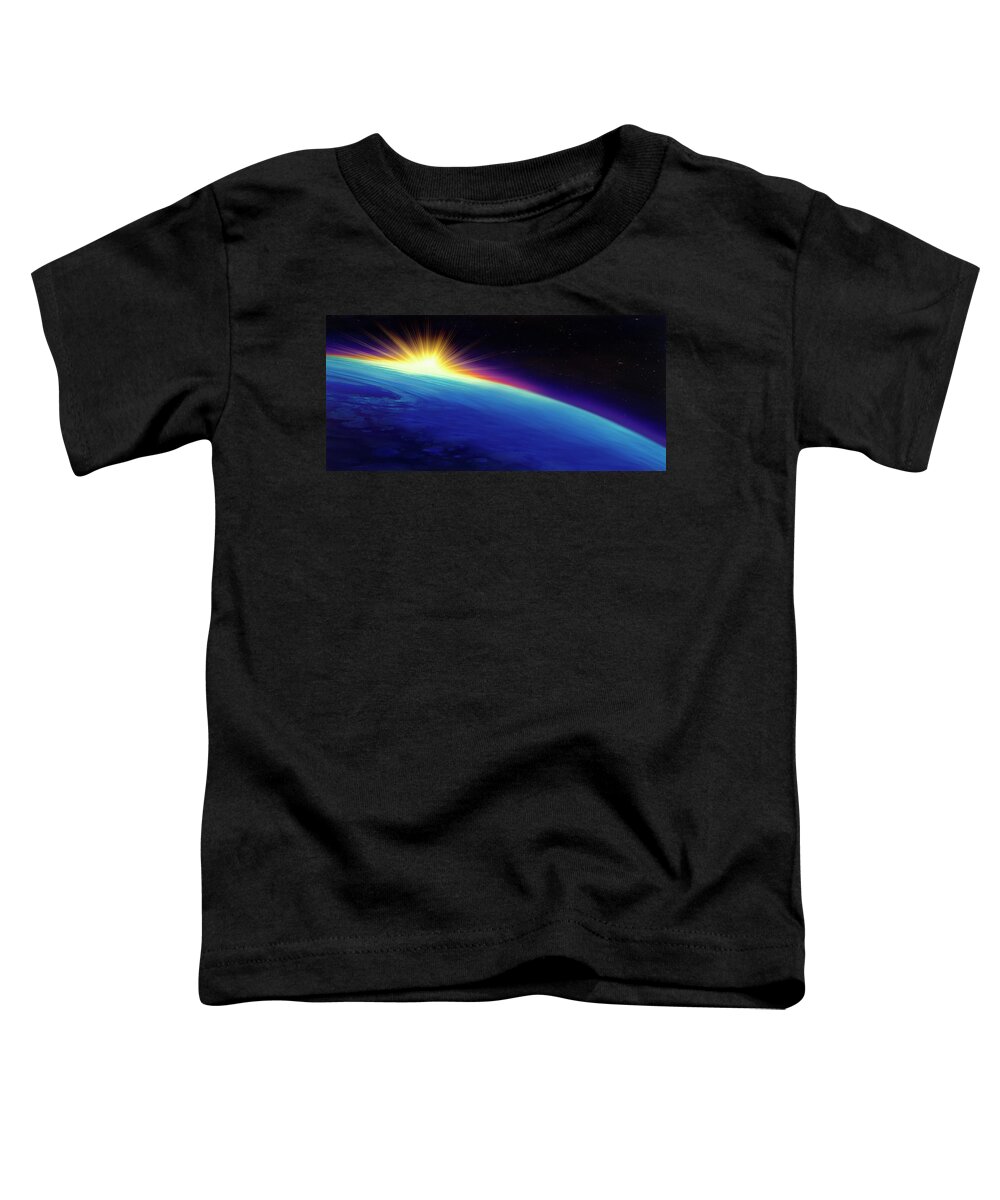 Photography Toddler T-Shirt featuring the photograph Sun Rising Over The Earth #1 by Panoramic Images