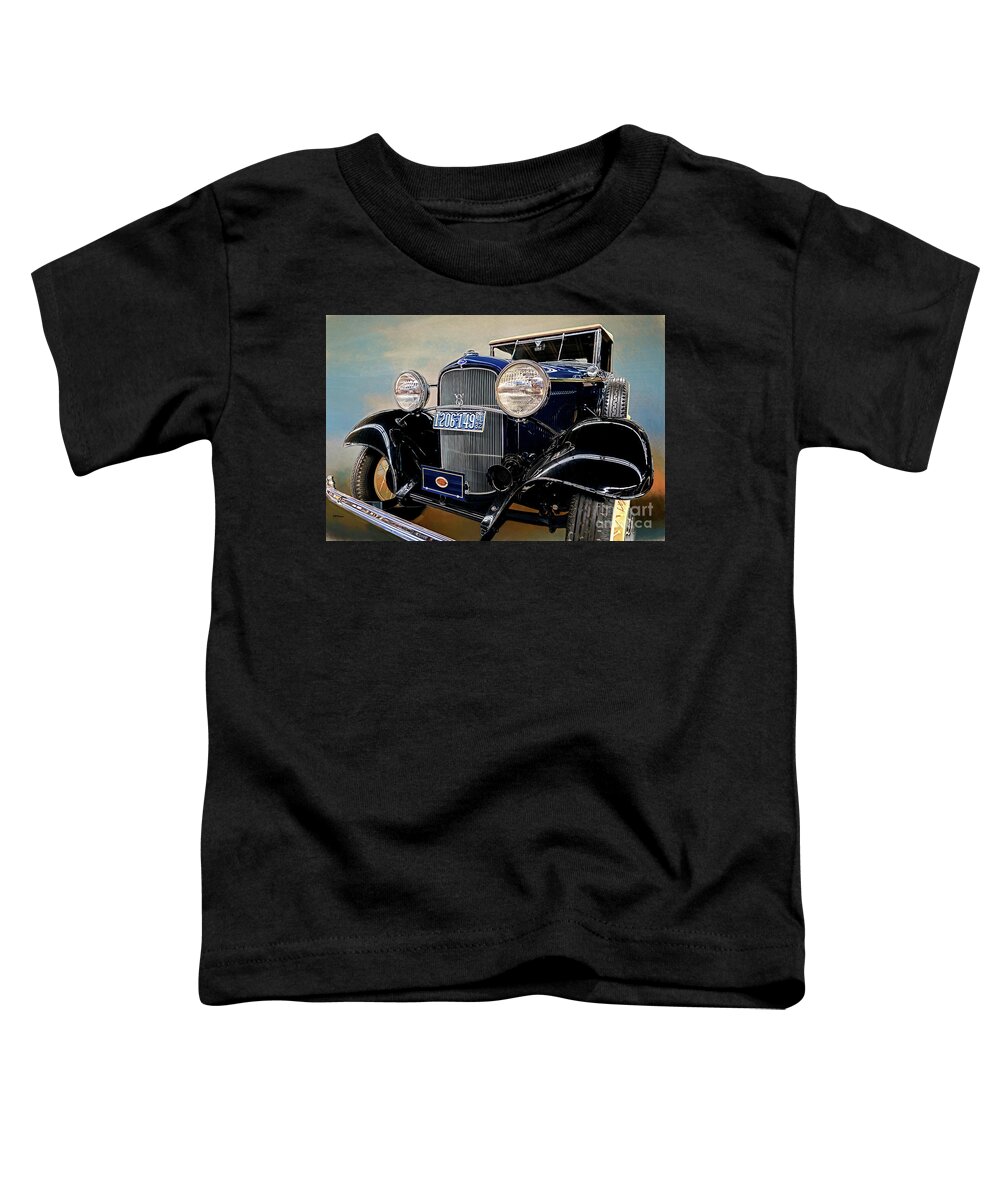 Cars Toddler T-Shirt featuring the mixed media 1932 Ford Cabriolet Deluxe V8 Artistry by DB Hayes