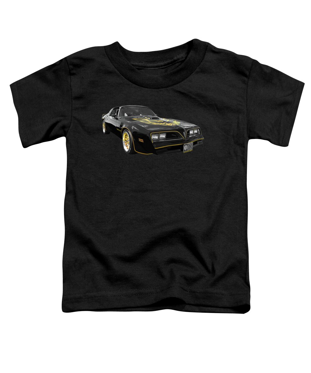 Pontiac Firebird Toddler T-Shirt featuring the photograph 1976 Trans Am Black And Gold by Gill Billington