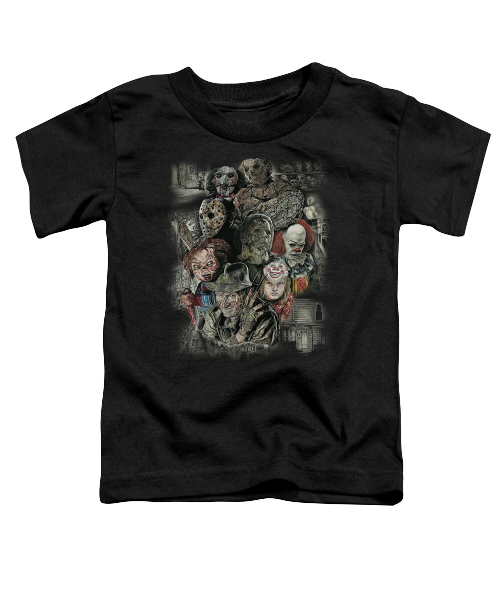 Fear Toddler T-Shirt featuring the mixed media Horror Movie Murderers #2 by Daniel Ayala