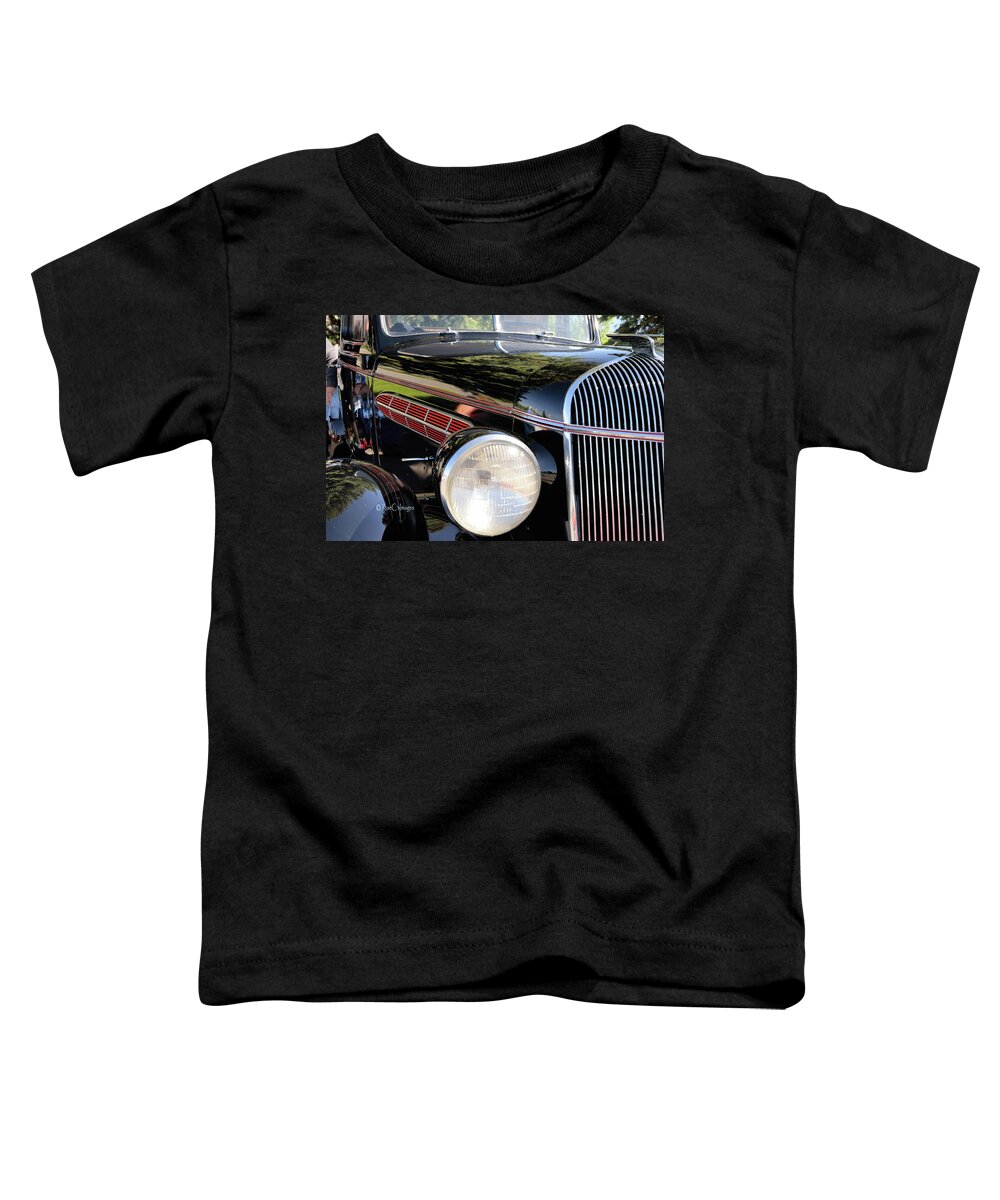 Automotive Toddler T-Shirt featuring the photograph '36 Chrysler Partial Fender and Grill Car Show Photo #36 by Kae Cheatham