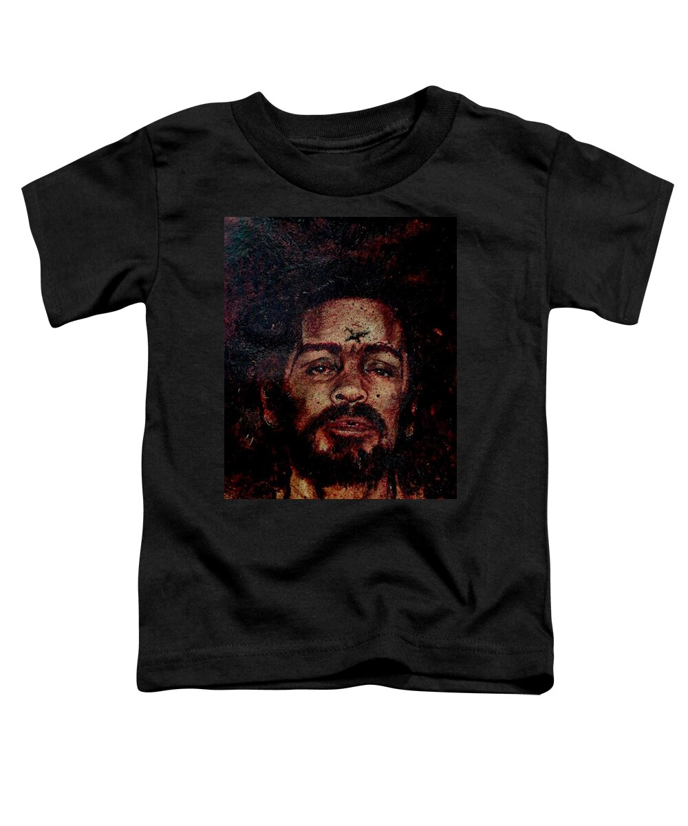 Ryan Almighty Toddler T-Shirt featuring the painting CHARLES MANSON port dry blood #4 by Ryan Almighty