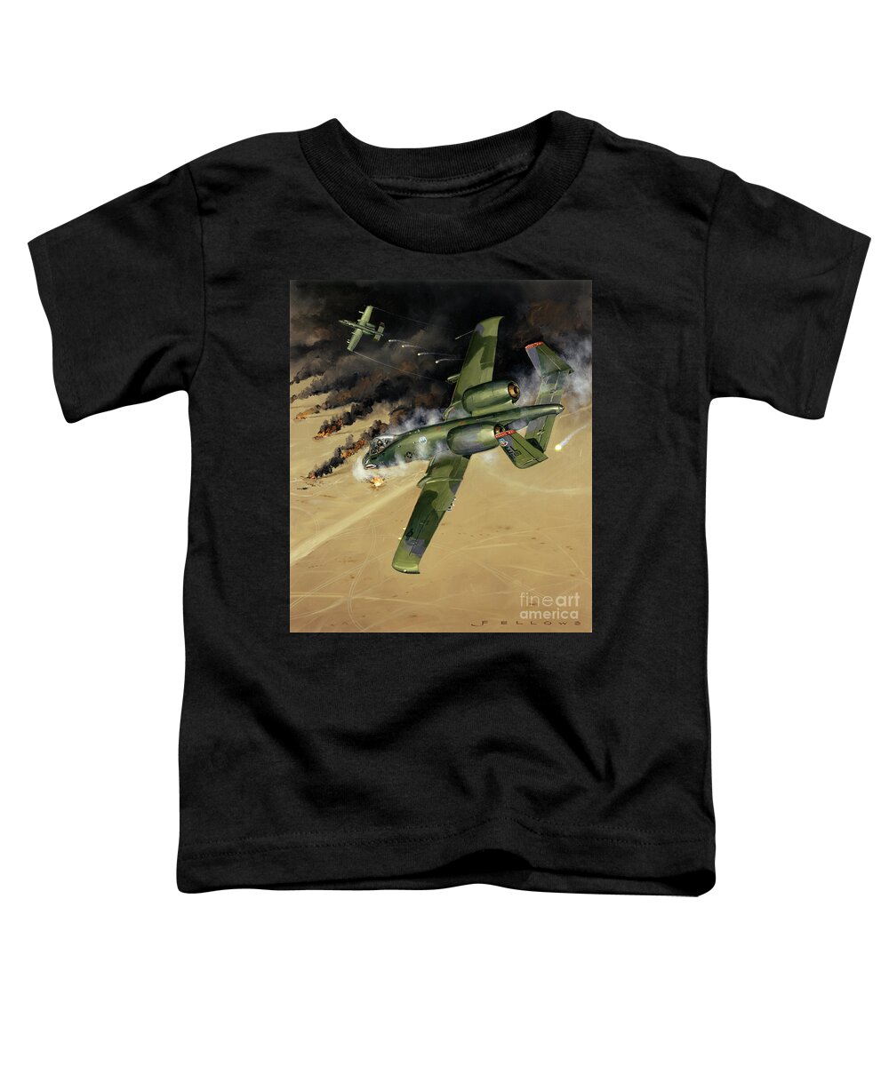 Military Aircraft Toddler T-Shirt featuring the painting Fairchild Republic A-10 Thunderbolt II Warthog by Jack Fellows