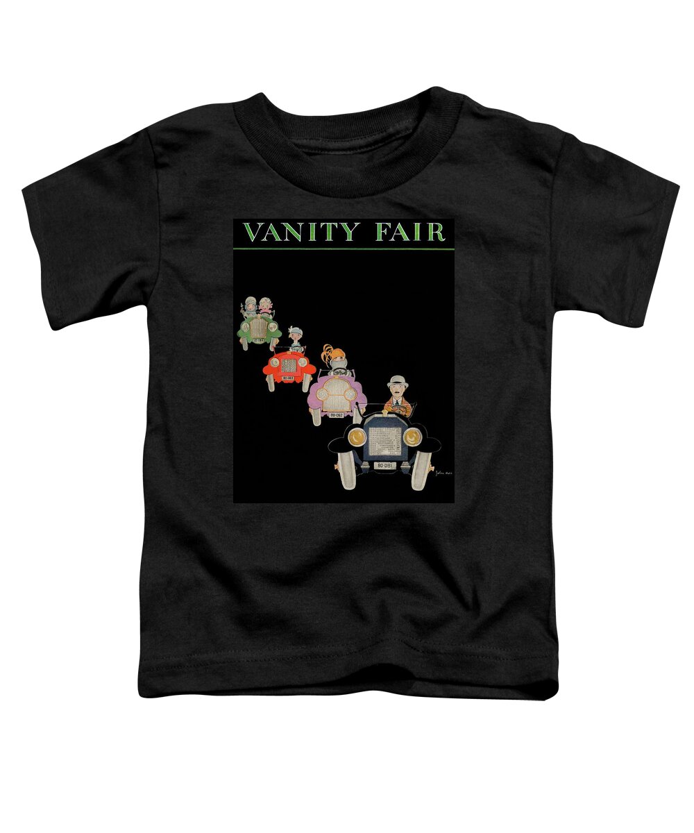 #new2022 Toddler T-Shirt featuring the painting A Vanity Fair Cover Of A Family Driving Cars by John Held Jr