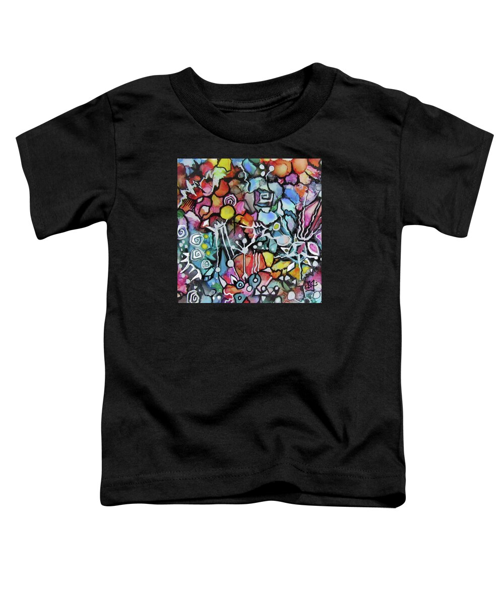 Alcohol Ink Toddler T-Shirt featuring the painting A Zentangle Dance by Jean Batzell Fitzgerald