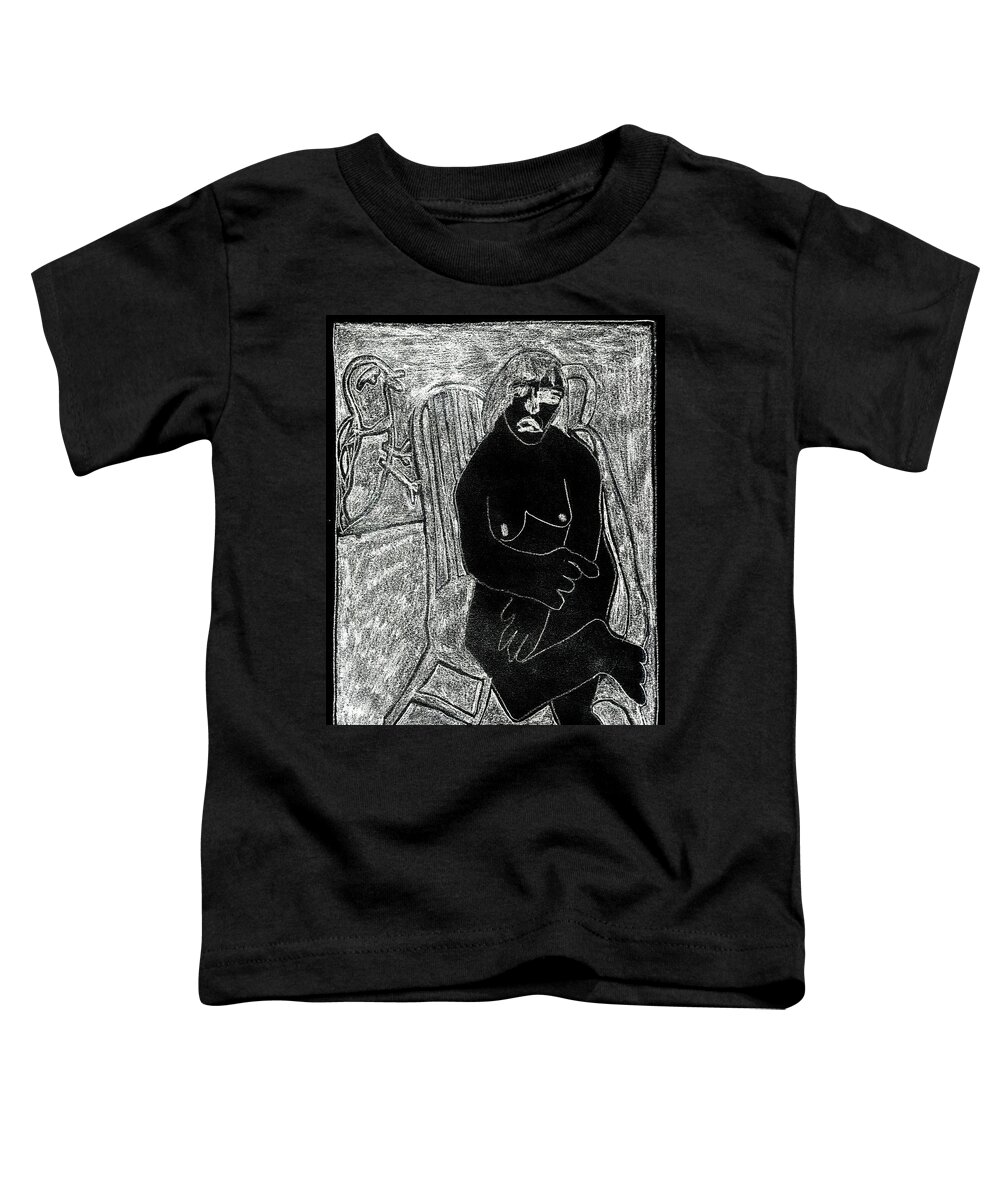 Childish Edgeworth Toddler T-Shirt featuring the digital art After Childish Edgeworth White on Black 16 by Edgeworth Johnstone