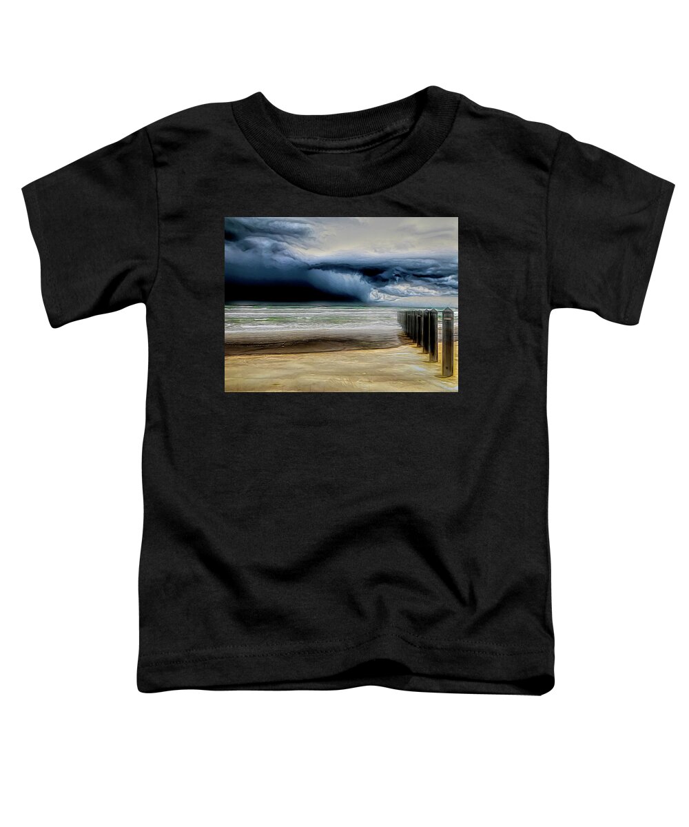 Debra Martz Toddler T-Shirt featuring the photograph Approaching Storm at the Beach  by Debra Martz