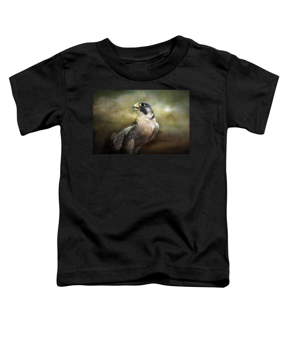 Peregrine Falcon Toddler T-Shirt featuring the photograph Peregrine Falcon Stormy Dramatic Sky by Melissa Bittinger