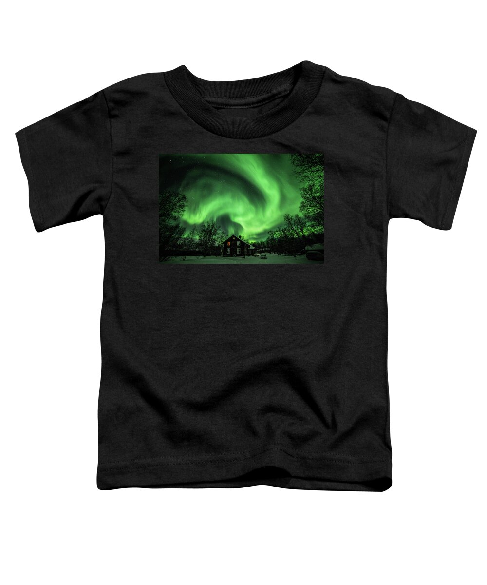 Aurora Toddler T-Shirt featuring the photograph Aurora Storm by Pekka Sammallahti