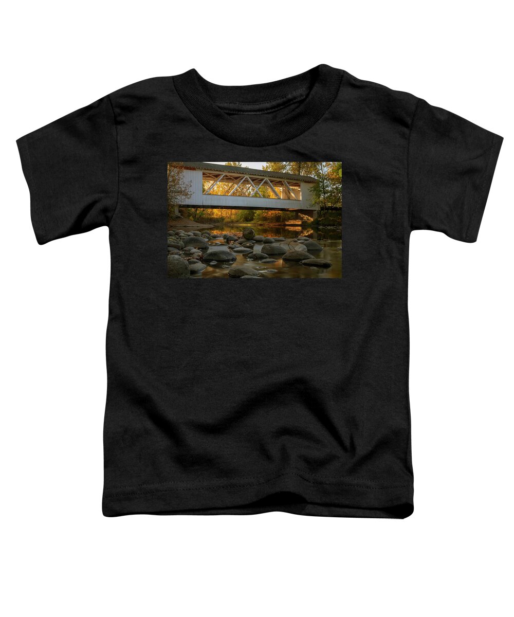 Larwood Bridge Toddler T-Shirt featuring the photograph Autumn Glow by Catherine Avilez