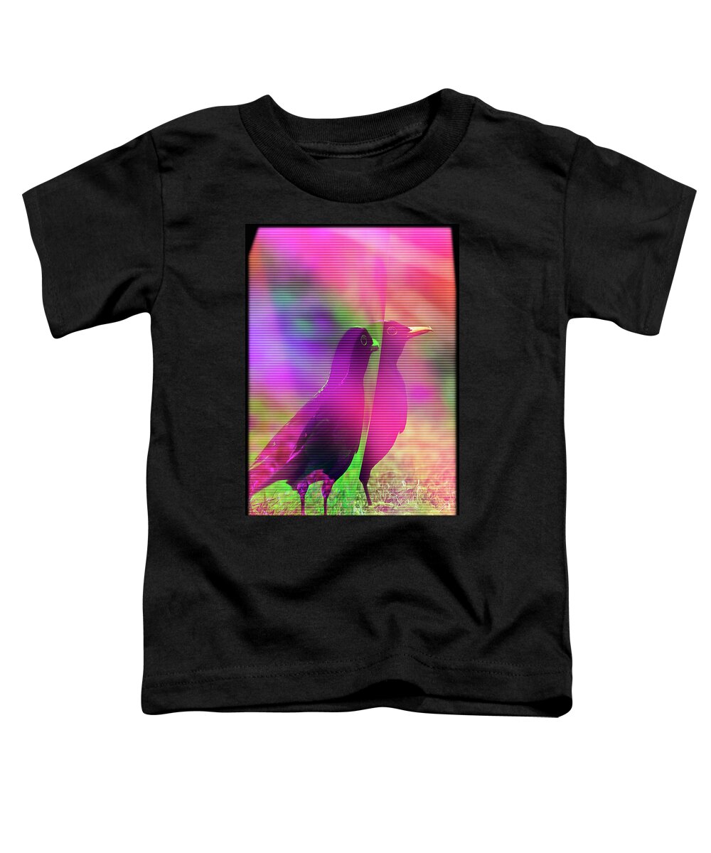 Glitch Toddler T-Shirt featuring the digital art Blackbird trippy Glitch Art by Matthias Hauser