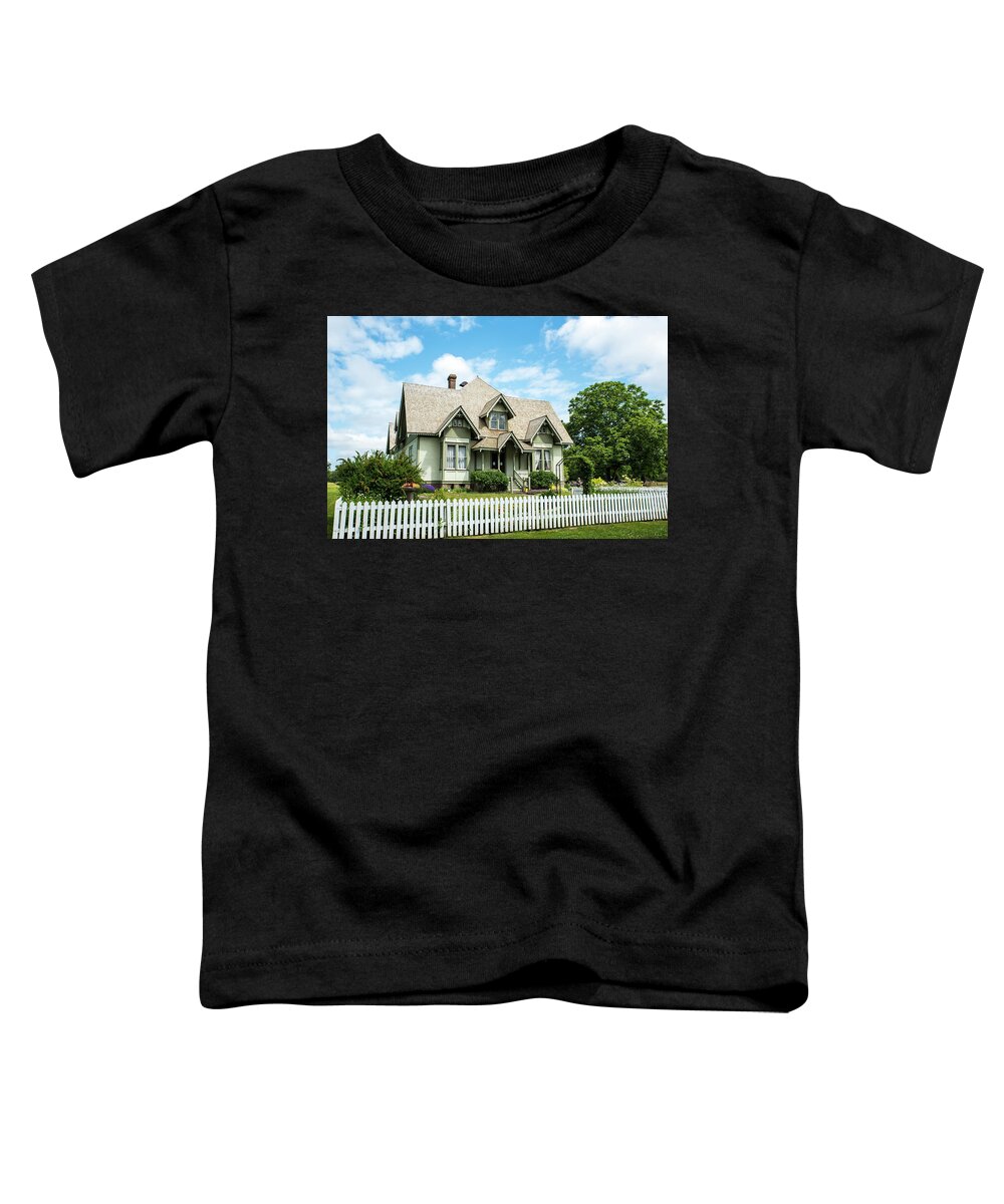 Blue Sky And Picket Fence Toddler T-Shirt featuring the photograph Blue Sky and Picket Fence by Tom Cochran