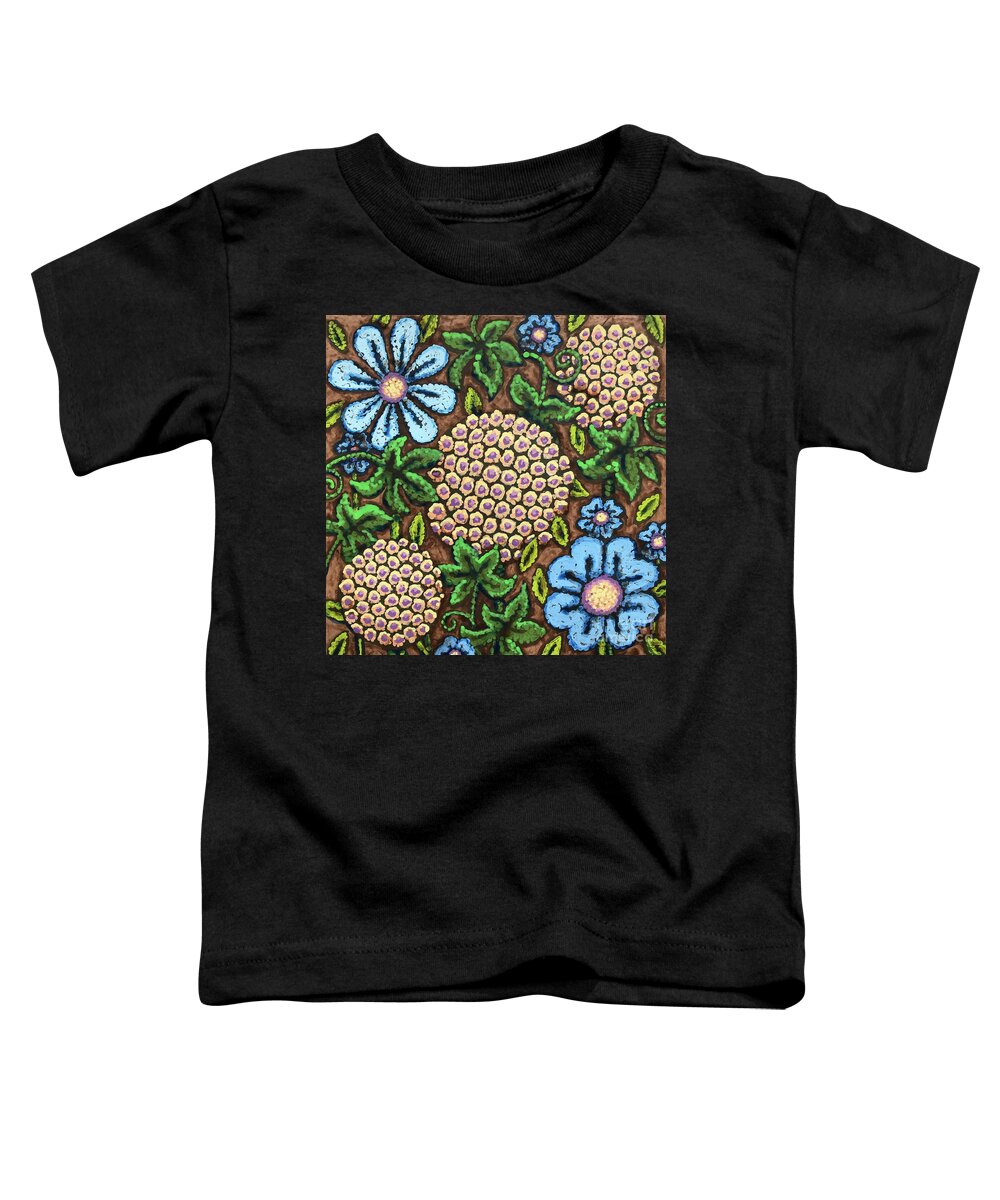 Flower Toddler T-Shirt featuring the painting Brown and Blue Floral 3 by Amy E Fraser