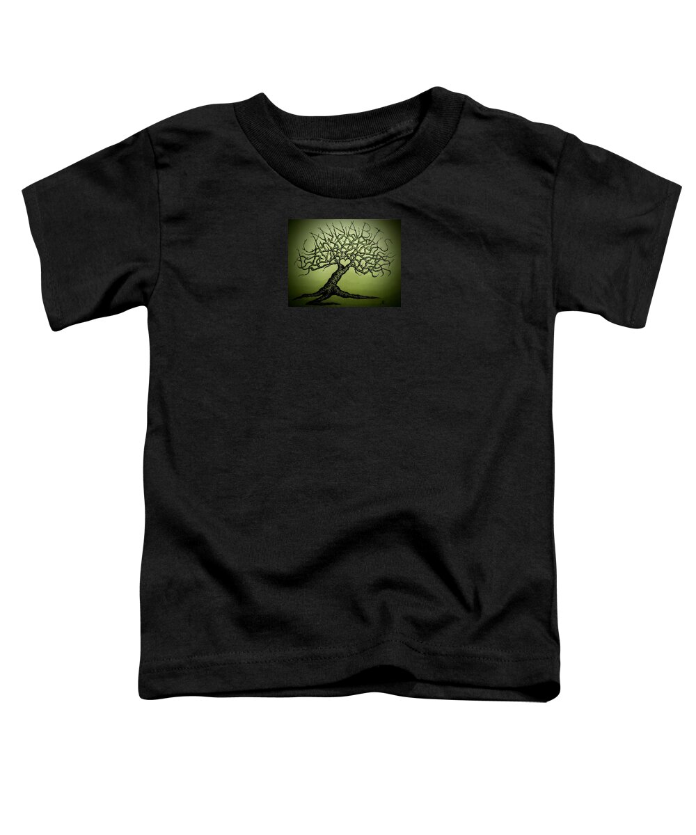 Cannabis Toddler T-Shirt featuring the drawing Cannabis Love Tree by Aaron Bombalicki