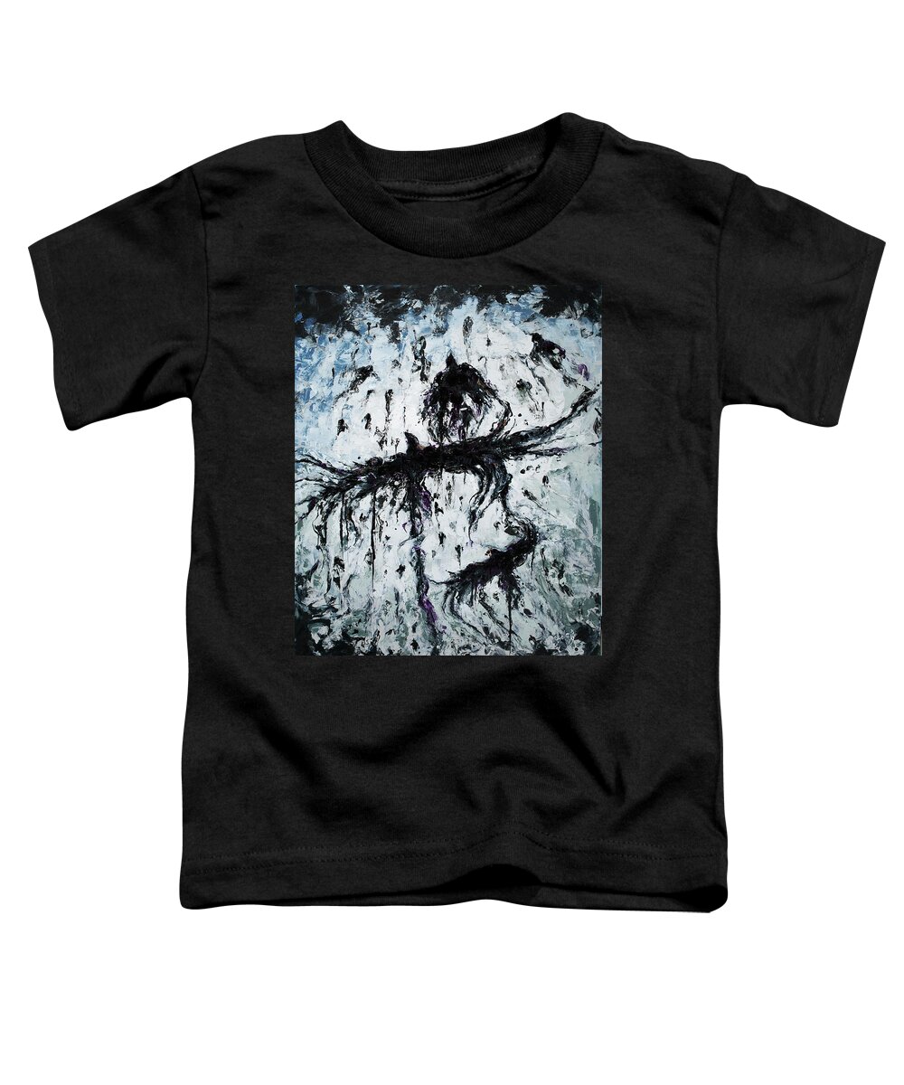 Birds Toddler T-Shirt featuring the painting Crows Crossing by Carlos Flores