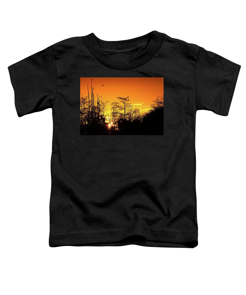 Airplane Toddler T-Shirt featuring the photograph Cypress Swamp Sunset 3 by Steve DaPonte