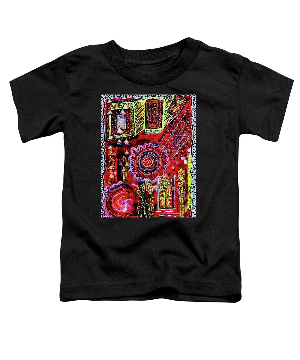 Outsider Art Toddler T-Shirt featuring the mixed media Dancing Particles by Mimulux Patricia No