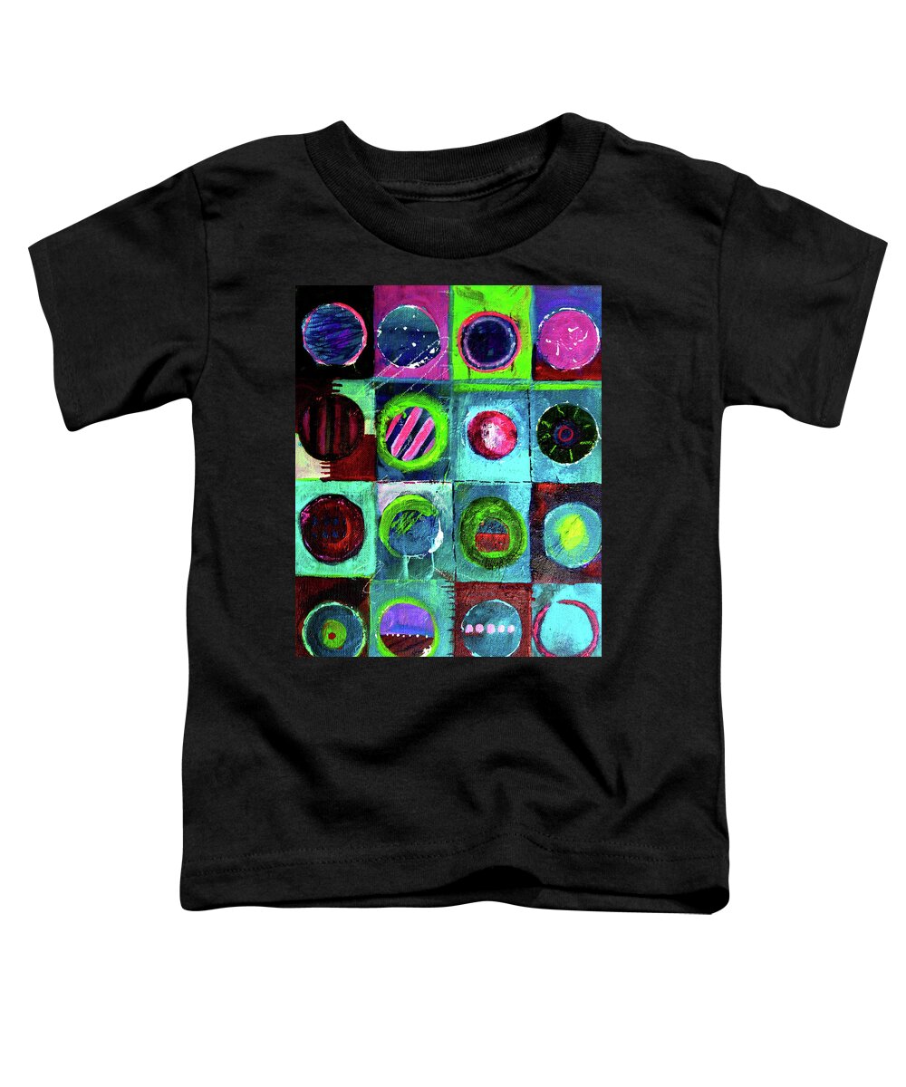 Colorful Circles Toddler T-Shirt featuring the painting Dark Circles Abstract by Nancy Merkle