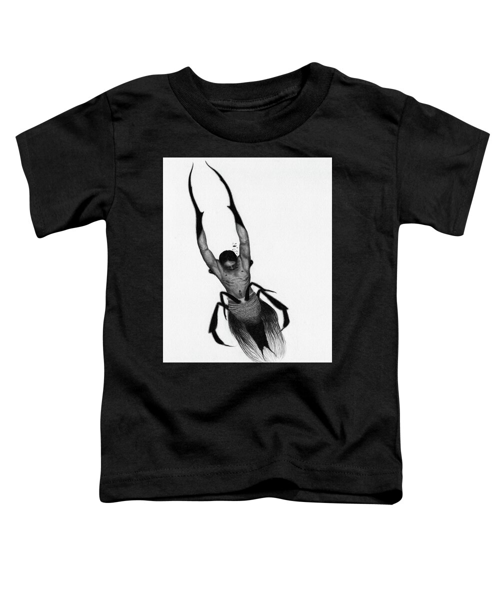 Horror Toddler T-Shirt featuring the drawing Drowned Samurai Kaito - Artwork by Ryan Nieves