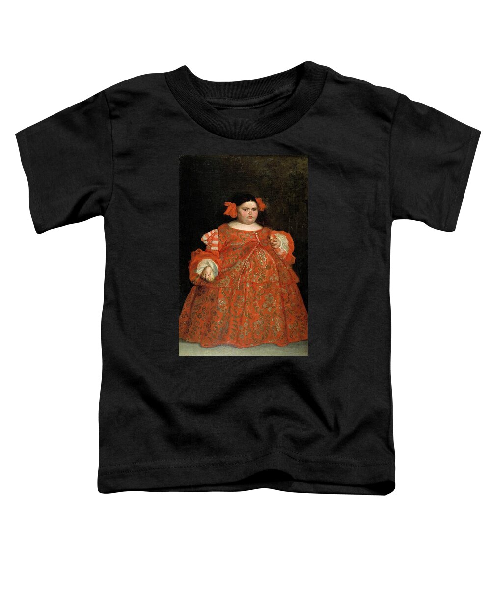 Oil On Canvas Toddler T-Shirt featuring the painting 'Eugenia Martinez Vallejo, The Monster, dressed.', ca. 1680, Spanish S... by Juan Carreno de Miranda -1614-1685-