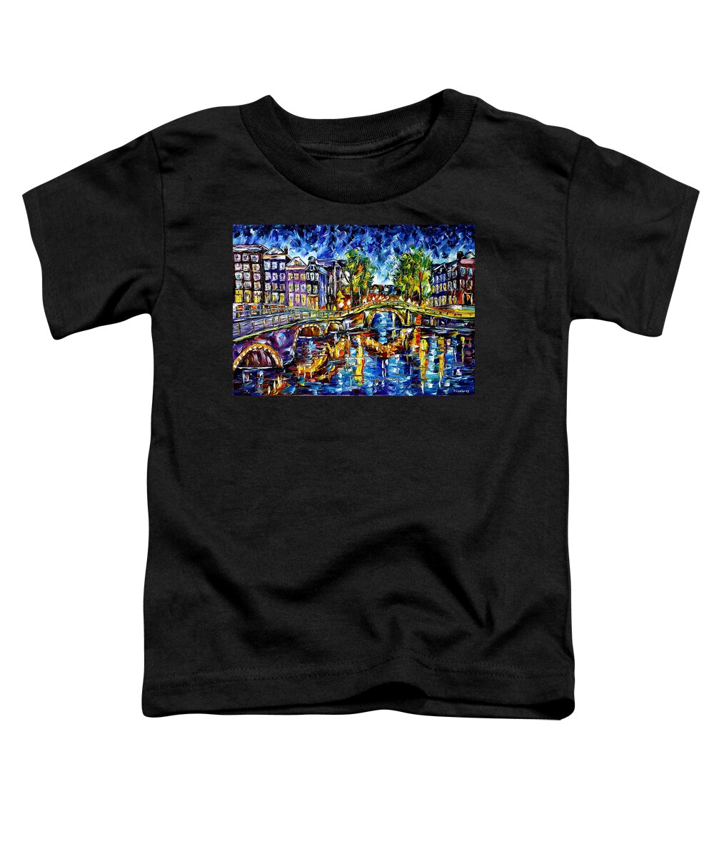Holland Painting Toddler T-Shirt featuring the painting Evening Mood In Amsterdam by Mirek Kuzniar