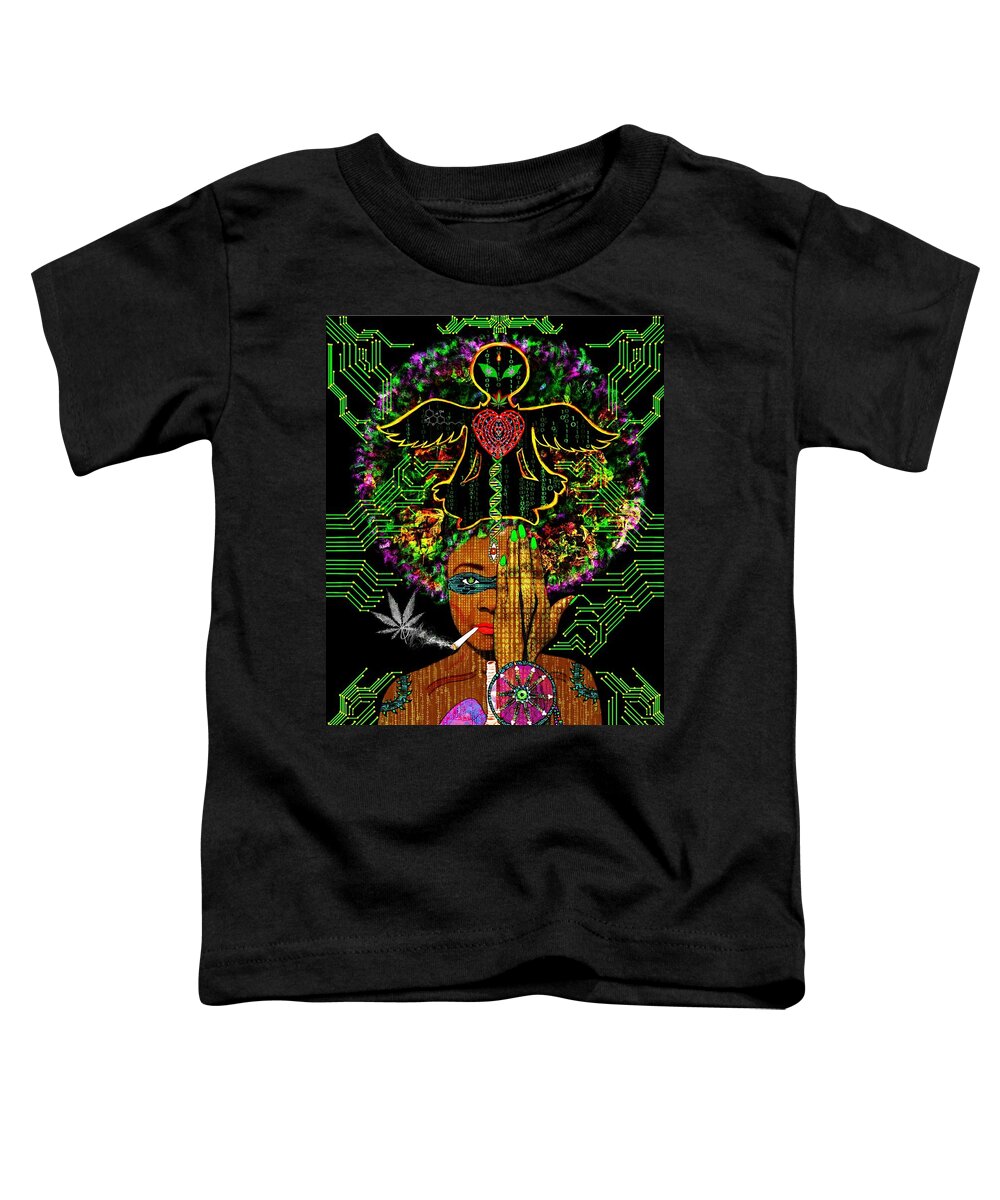 Cannabis Toddler T-Shirt featuring the mixed media Eye Canna by Myztico Campo