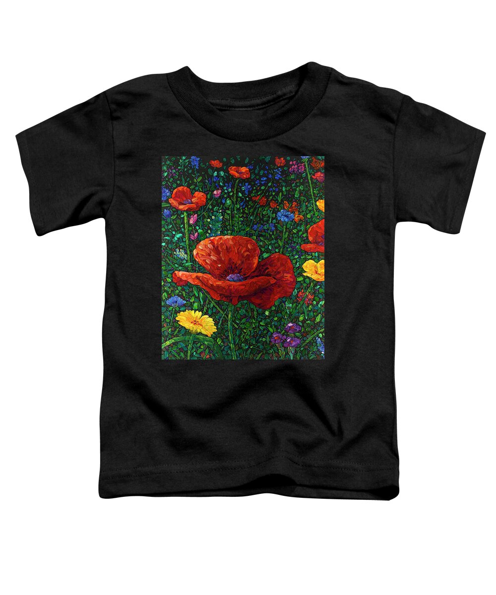 Flowers Toddler T-Shirt featuring the painting Floral Interpretation - Poppy by James W Johnson