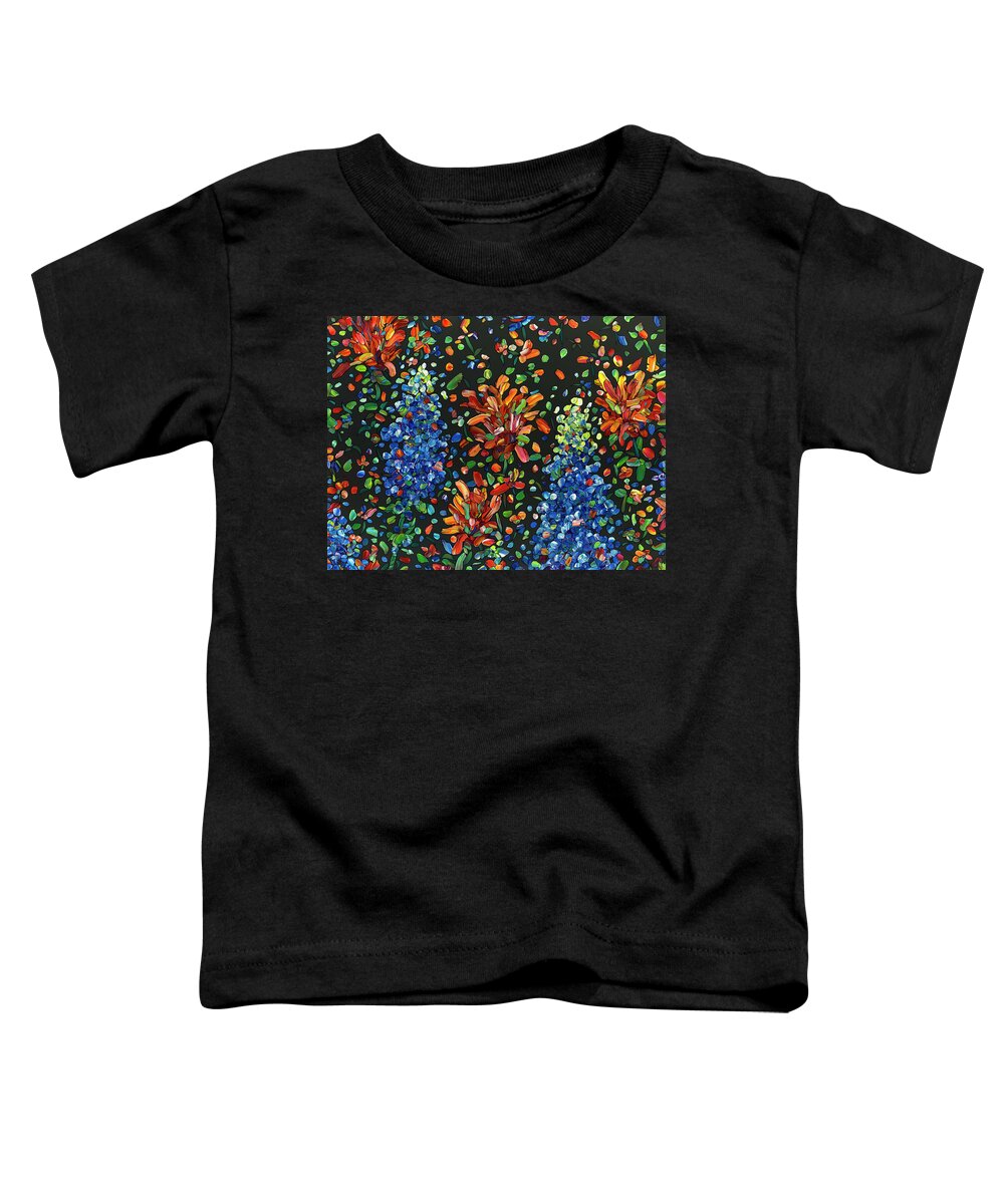 Flowers Toddler T-Shirt featuring the painting Floral Interpretation - Texas Wildflowers by James W Johnson