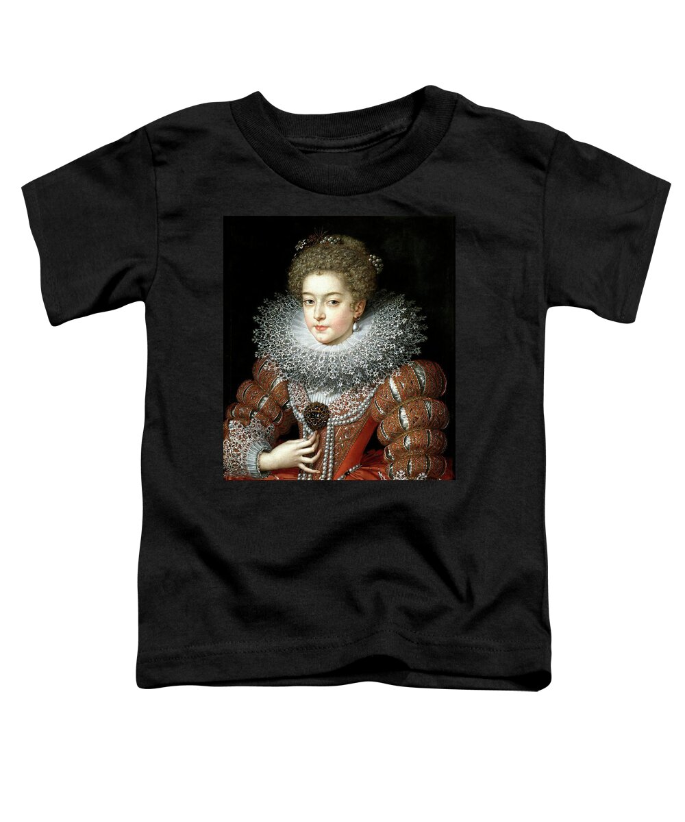 Elizabeth Of France Toddler T-Shirt featuring the painting Frans Pourbus 'el Joven' / 'Elizabeth of France, Queen of Spain', ca. 1615, Flemish School. by Frans Pourbus the Younger -1569-1622-