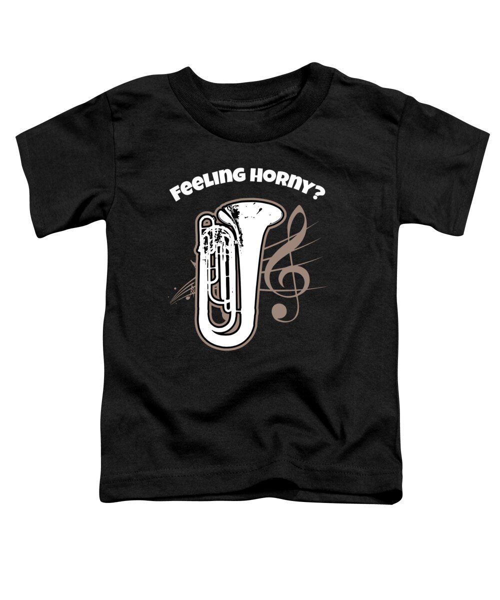 Brass Band Toddler T-Shirt featuring the digital art Funny Contrabass Bugle design Brass Horn Marching Band Teachers Players Musicians and Instrument Makers by Martin Hicks