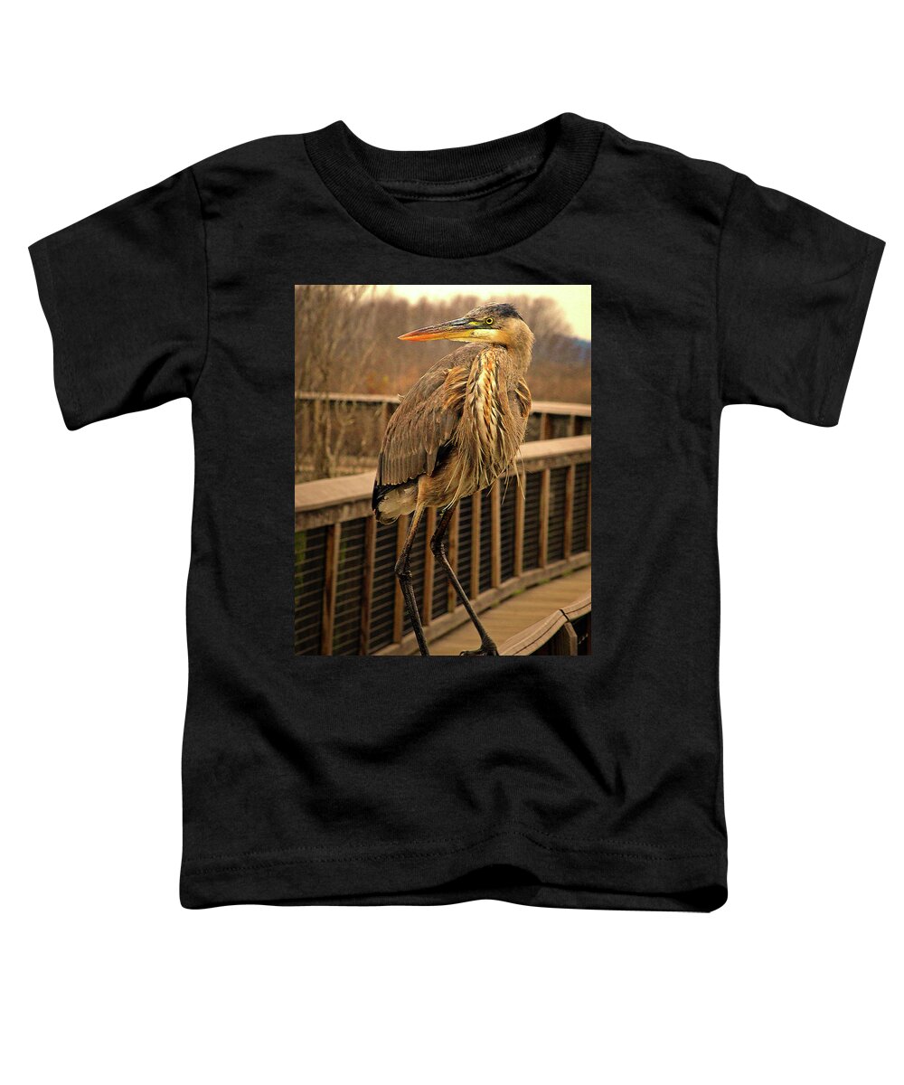 Heron Toddler T-Shirt featuring the photograph Going My Way by Michael Allard